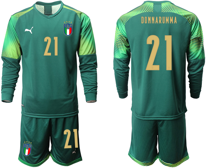Men 2021 European Cup Italy Dark green long sleeve goalkeeper #21 soccer jerseys->poland->Soccer Country Jersey